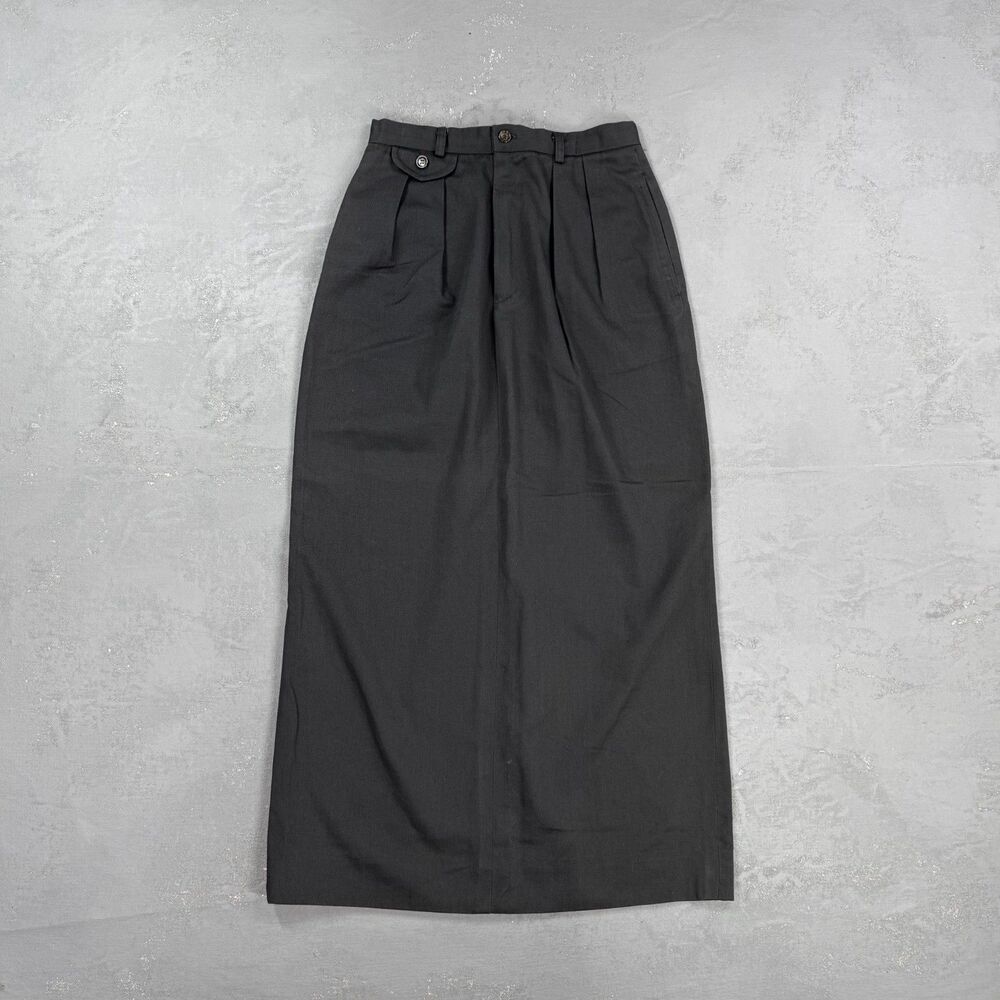 Vintage Polo Ralph Lauren Black Cotton Twill Pleated Maxi Skirt Fits 26" Waist